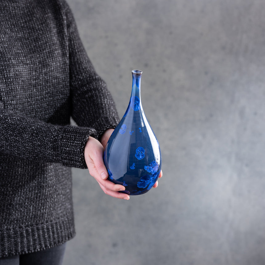 AJ Evansen - Blue Teardrop Vase Ceramic Vessel Day in the Life Gallery