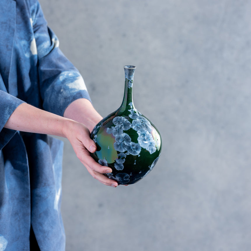 AJ Evansen - Dark Green and Blue Vessel 1 Ceramic Vessel Day in the Life Gallery