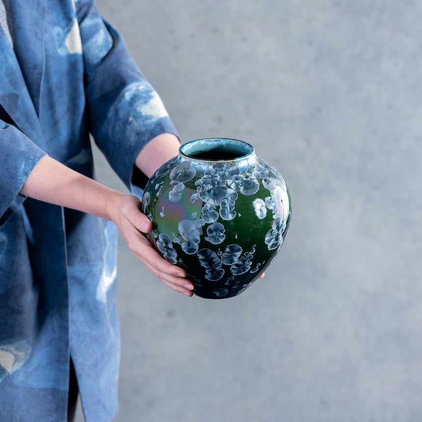 AJ Evansen - Dark Green and Blue Vessel 2 Ceramic Vessel Day in the Life Gallery