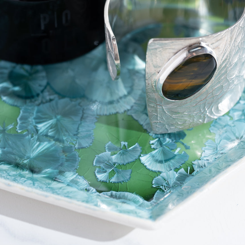 AJ Evansen - Green and Aqua Tray Ceramic Vessel Day in the Life Gallery