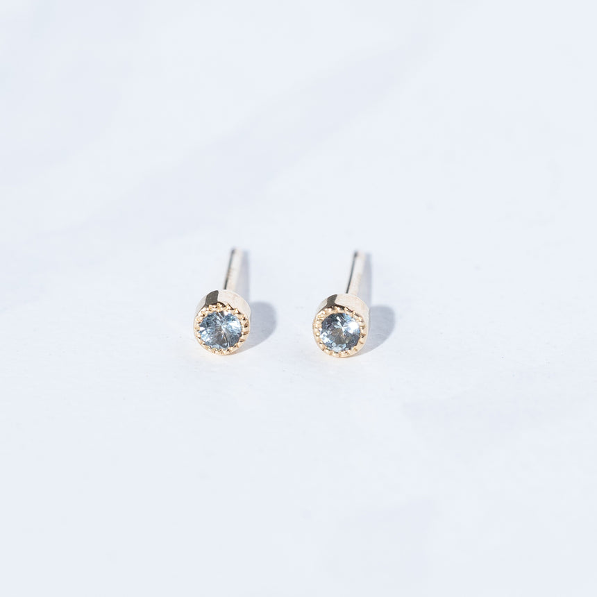 Alice Son - Sapphire Millgrain Studs (2.5mm Blue Sapphires) Earrings Day in the Life Gallery