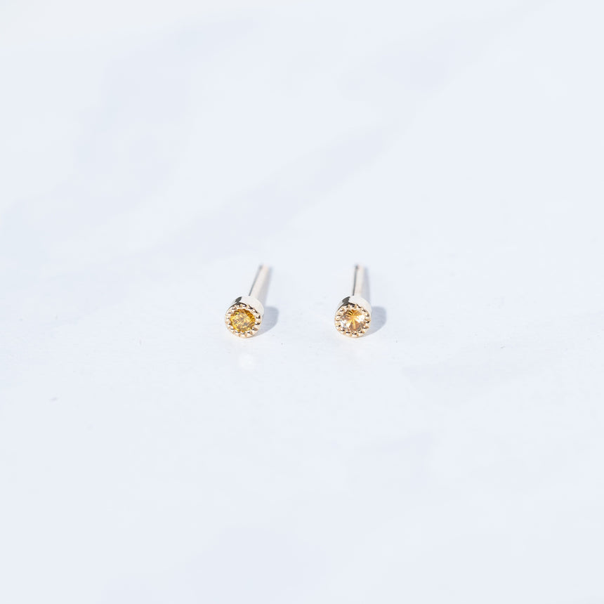 Alice Son - Sapphire Millgrain Studs (2mm Yellow Sapphires) Earrings Day in the Life Gallery