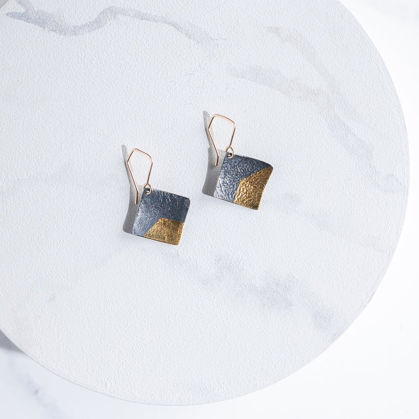Ashley May - Bi-metal Small Square Shift Earrings Earring Day in the Life Gallery