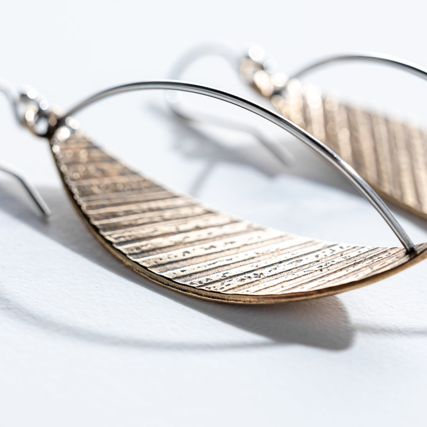Ashley May - Brass Dimensional Arc Earrings Earring Day in the Life Gallery