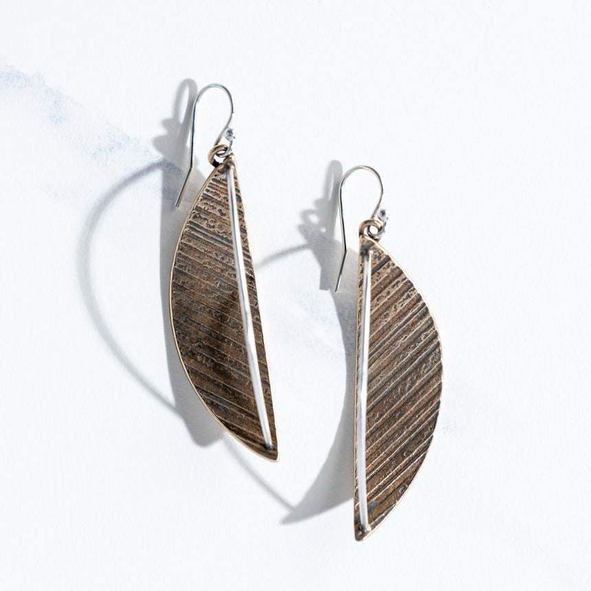 Ashley May - Brass Dimensional Arc Earrings Earring Day in the Life Gallery