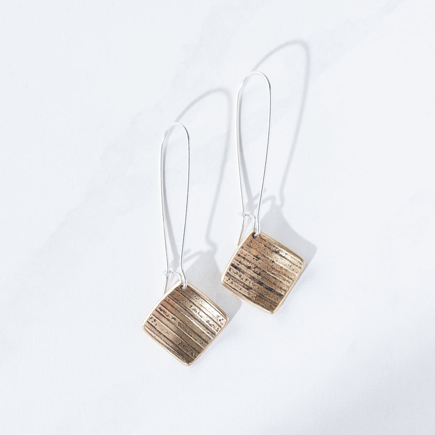 Ashley May - Brass Horizon Hoop Drop Earrings Earring Day in the Life Gallery 