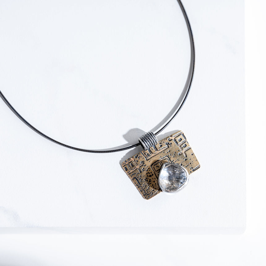 Ashley May - Etched Brass and Quartz Pendent Earring Day in the Life Gallery