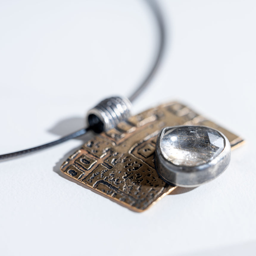 Ashley May - Etched Brass and Quartz Pendent Earring Day in the Life Gallery