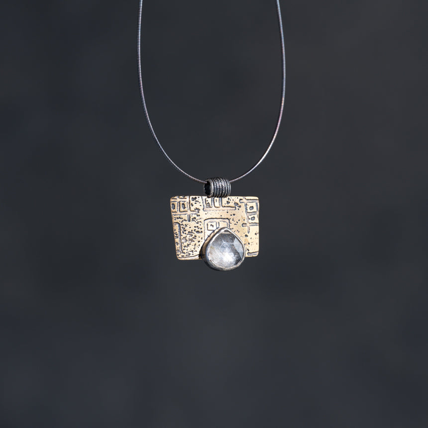 Ashley May - Etched Brass and Quartz Pendent Earring Day in the Life Gallery