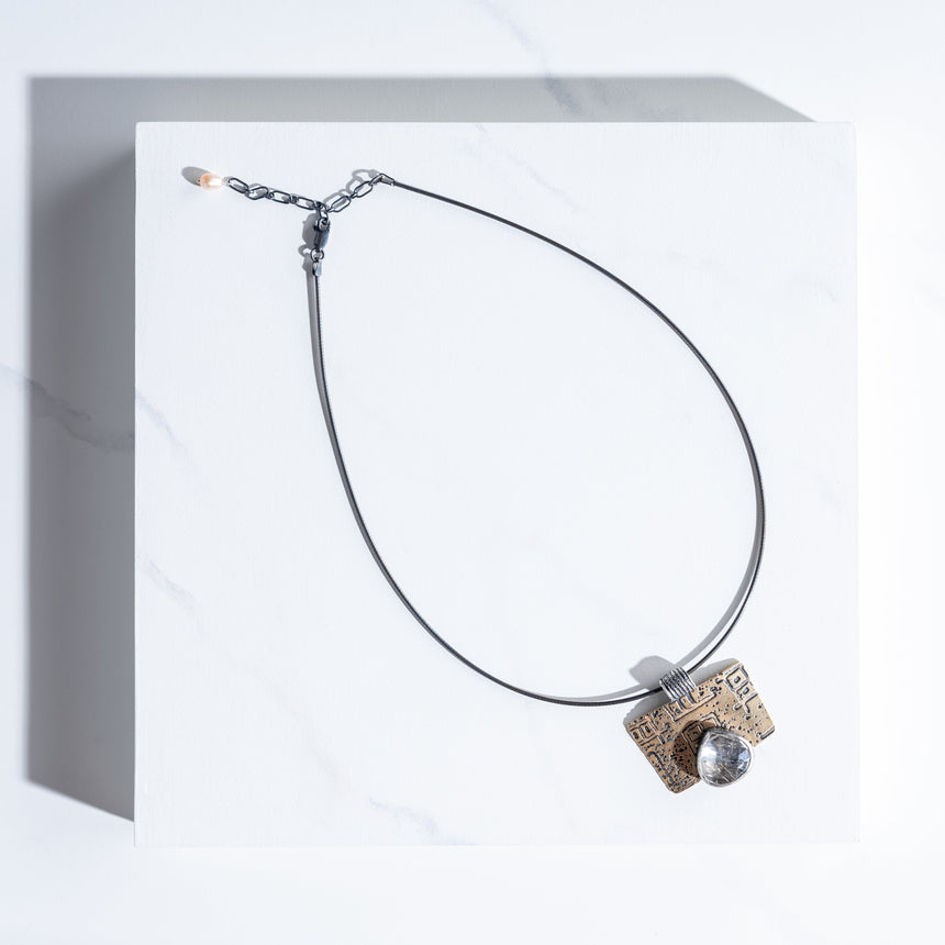 Ashley May - Etched Brass and Quartz Pendent Earring Day in the Life Gallery