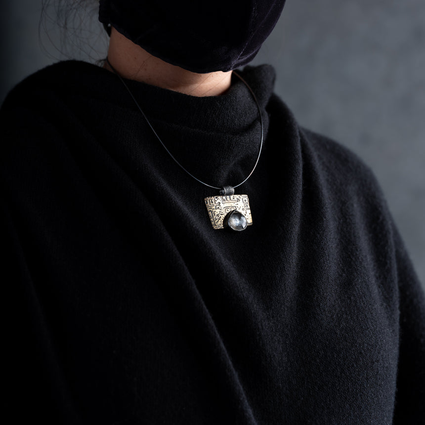 Ashley May - Etched Brass and Quartz Pendent Earring Day in the Life Gallery