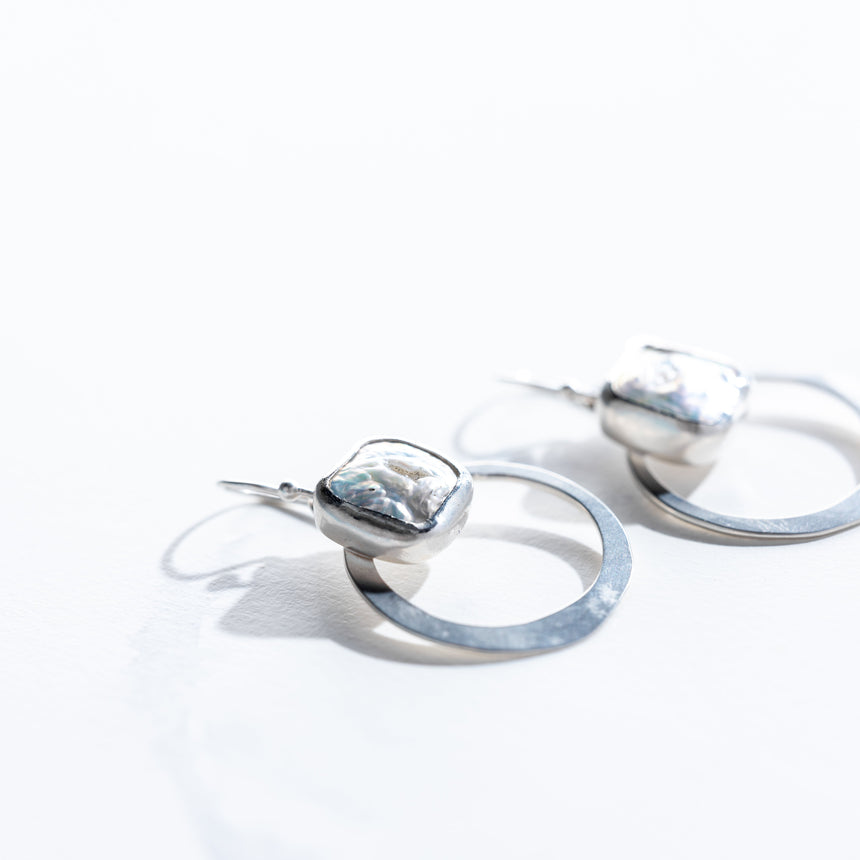 Ashley May - Pearl & Silver Loop Earring Earring Day in the Life Gallery