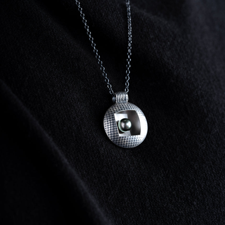 Ashley May - Silver & Black Pearl Nested Pendant Necklace Day in the Life Gallery
