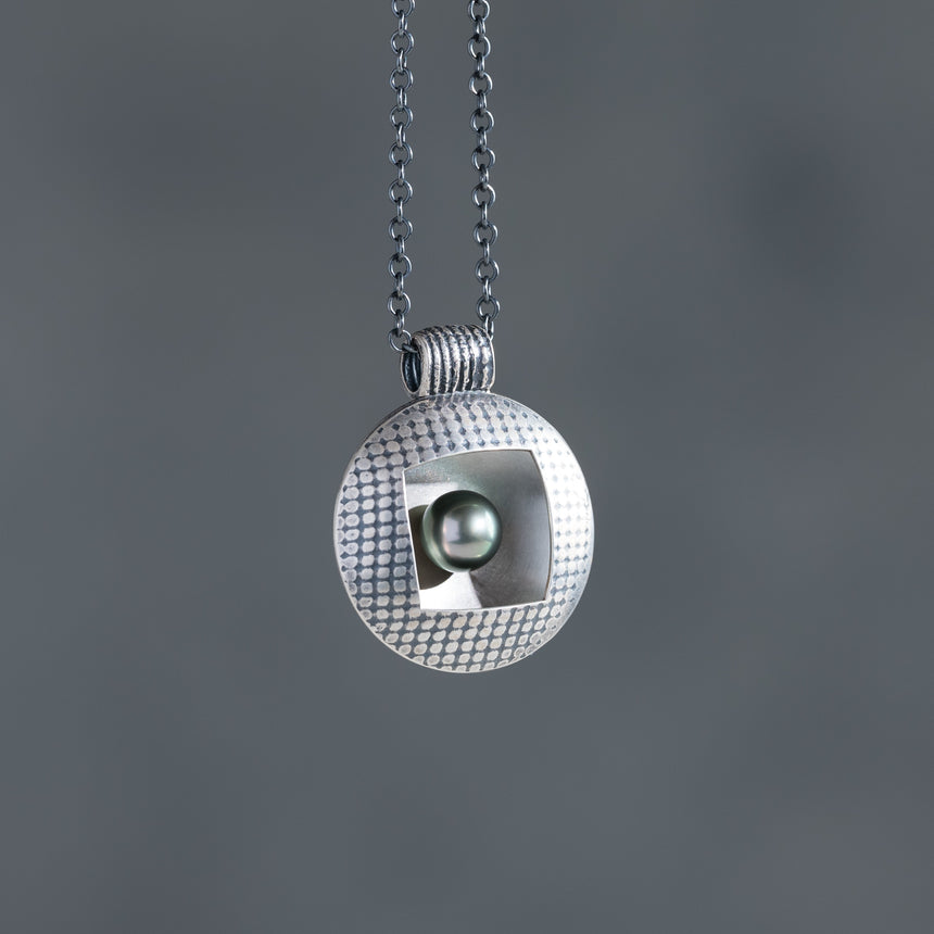 Ashley May - Silver & Black Pearl Nested Pendant Necklace Day in the Life Gallery 