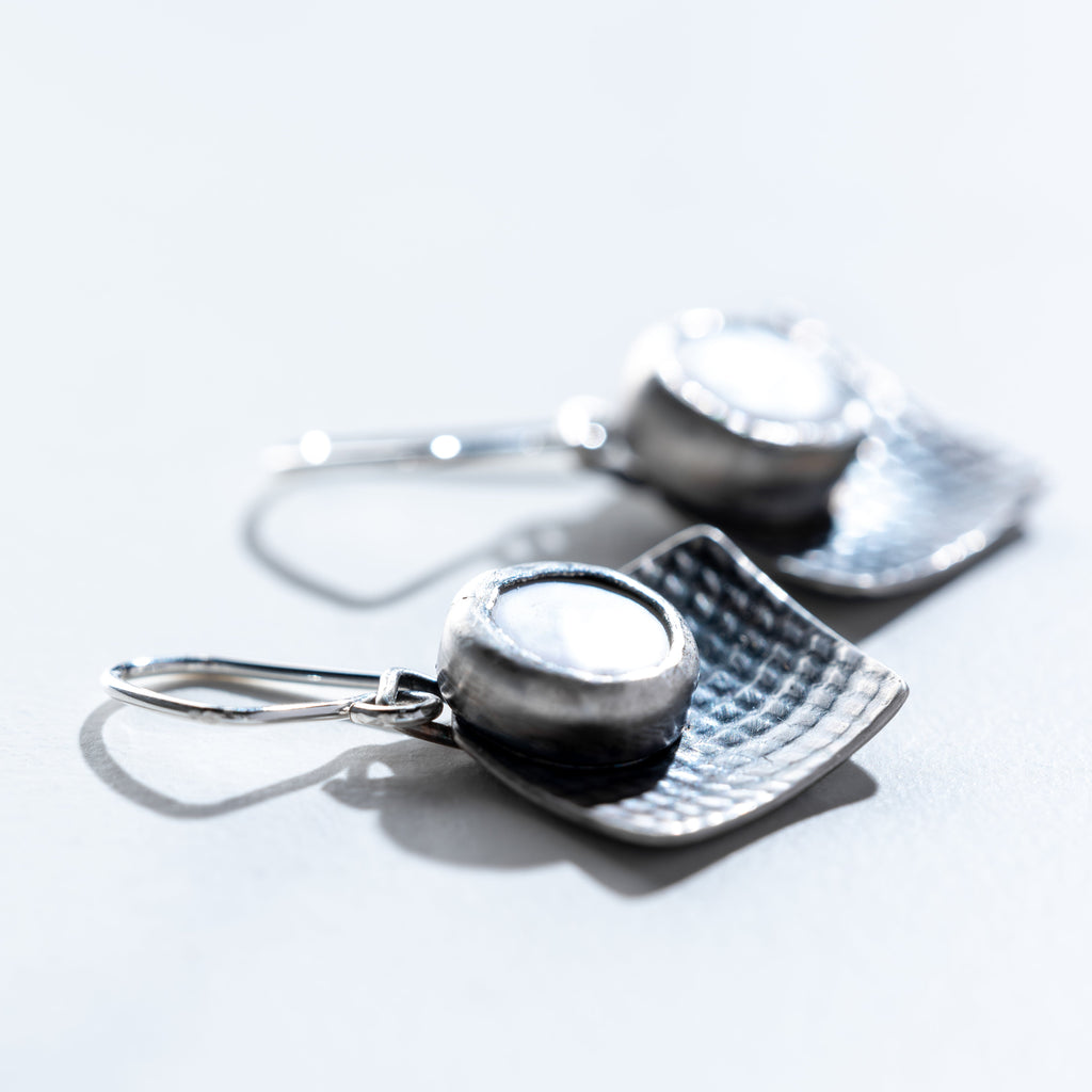 Ashley May - Silver & Button Pearl Earrings – Day in the