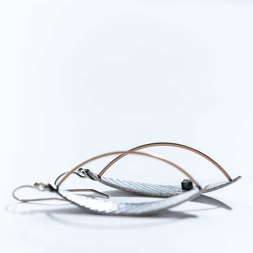 Ashley May - Silver Dimensional Arc Single Crystal Earring Earring Day in the Life Gallery