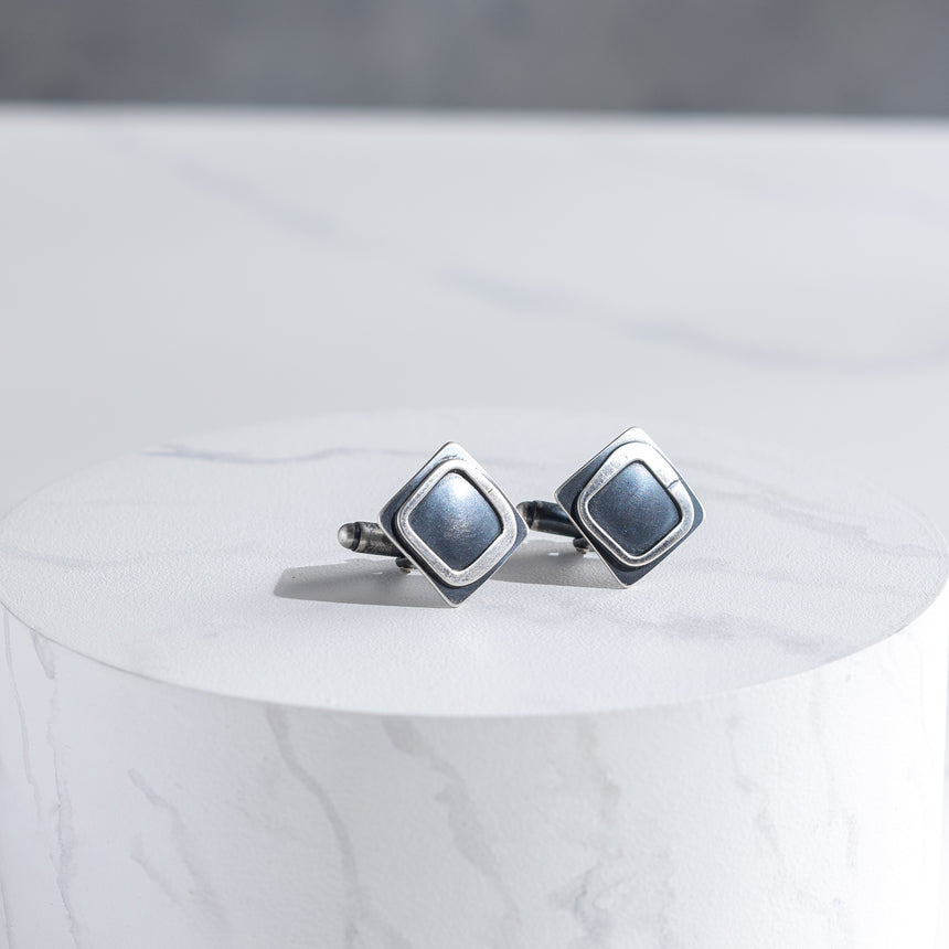 Ashley May - Silver Square Frame Cufflinks Cufflink Day in the Life Gallery