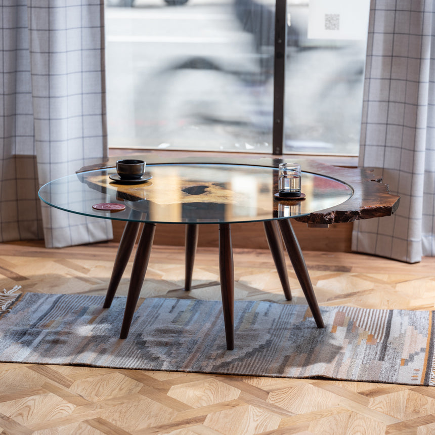 Austin Heitzman - Walnut Burl Coffee Table w/ Glass Coffee Table Day in the Life Gallery