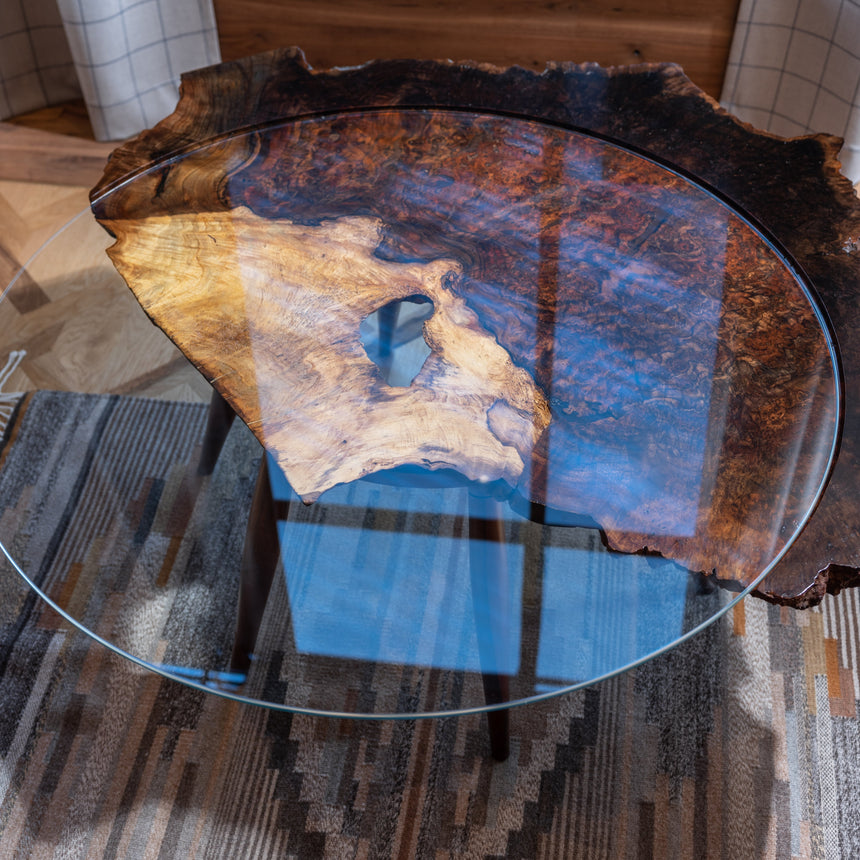Austin Heitzman - Walnut Burl Coffee Table w/ Glass Coffee Table Day in the Life Gallery