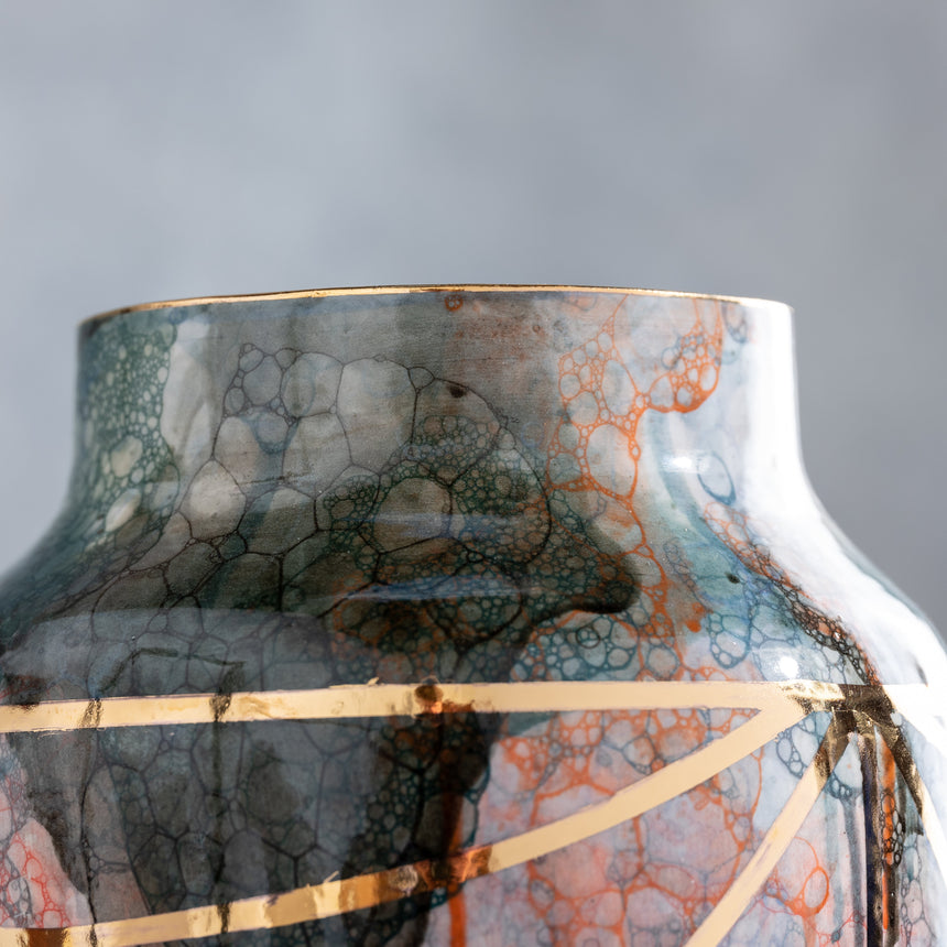 Brad Lamoureux - Colorful Vessel with Gold #5 Ceramic Vessel Day in the Life Gallery