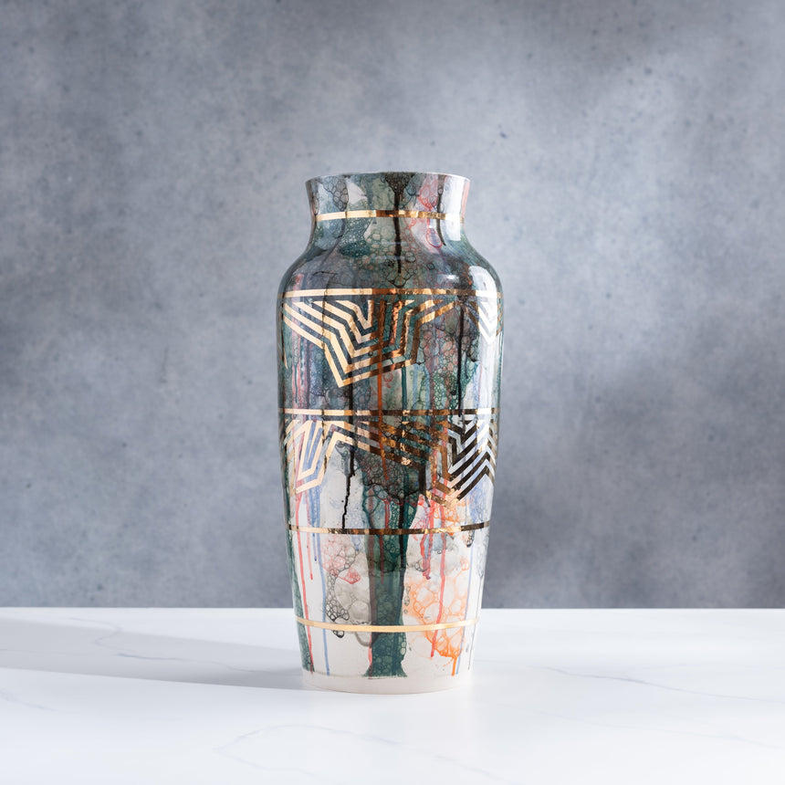 Brad Lamoureux - Colorful Vessel with Gold #6 Ceramic Vessel Day in the Life Gallery