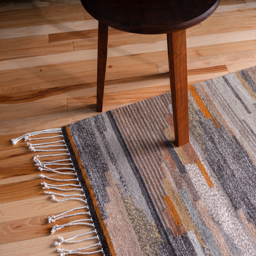 Francisco Bautista - Handwoven Natural Wool/Walnut Rug Rug Day in the Life Gallery
