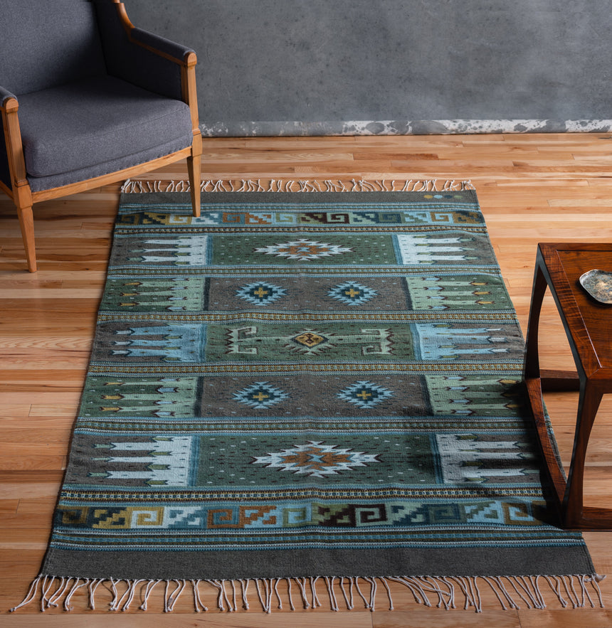 Francisco Bautista - Large Handwoven Zapotec Rug Rug Day in the Life Gallery