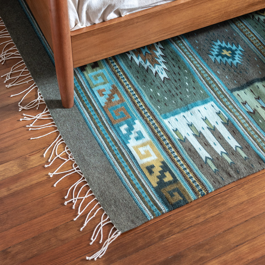 Francisco Bautista - Large Handwoven Zapotec Rug Rug Day in the Life Gallery