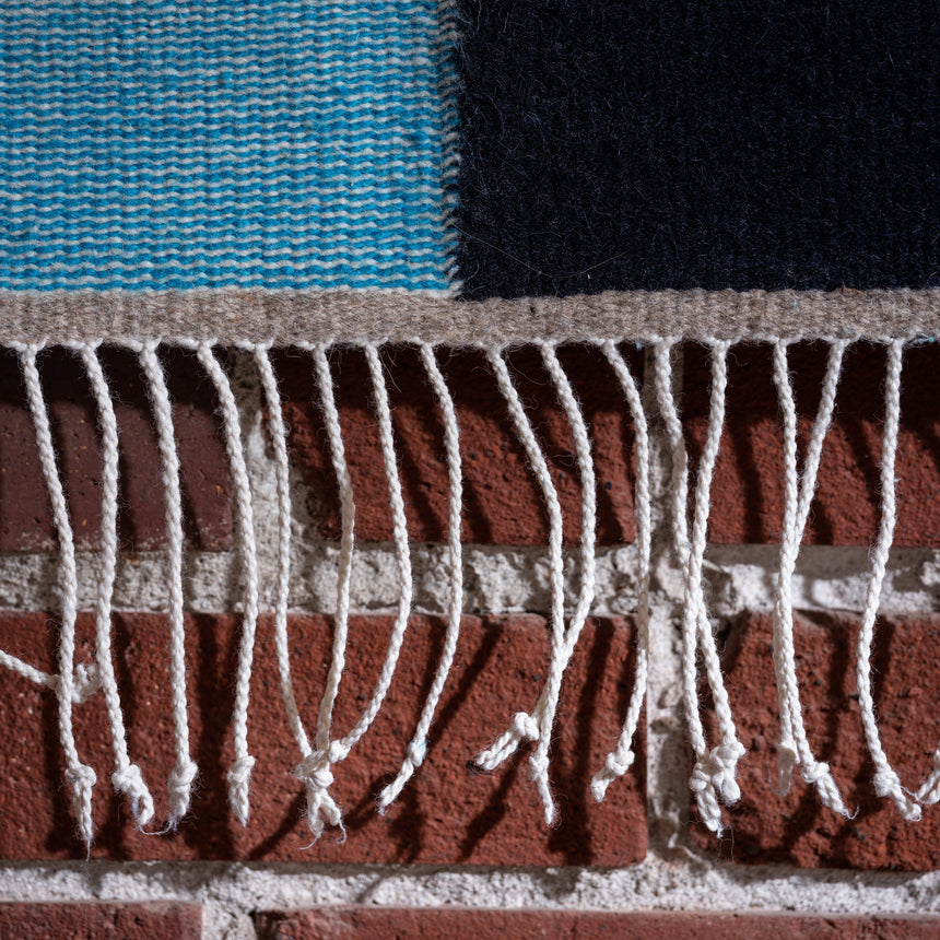 Francisco & Laura Bautista - Handwoven Modern Blue Rug Rug Day in the Life Gallery