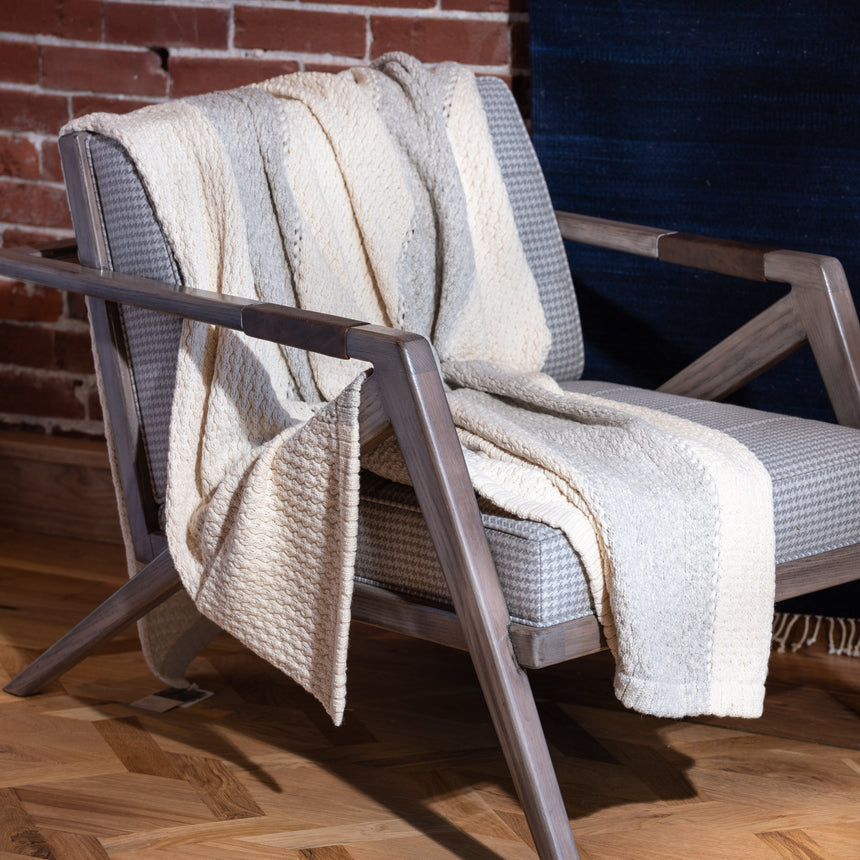 Helen Howe - Tuck Rib Throw (Ecru/Silver) Throw Blanket Day in the Life Gallery