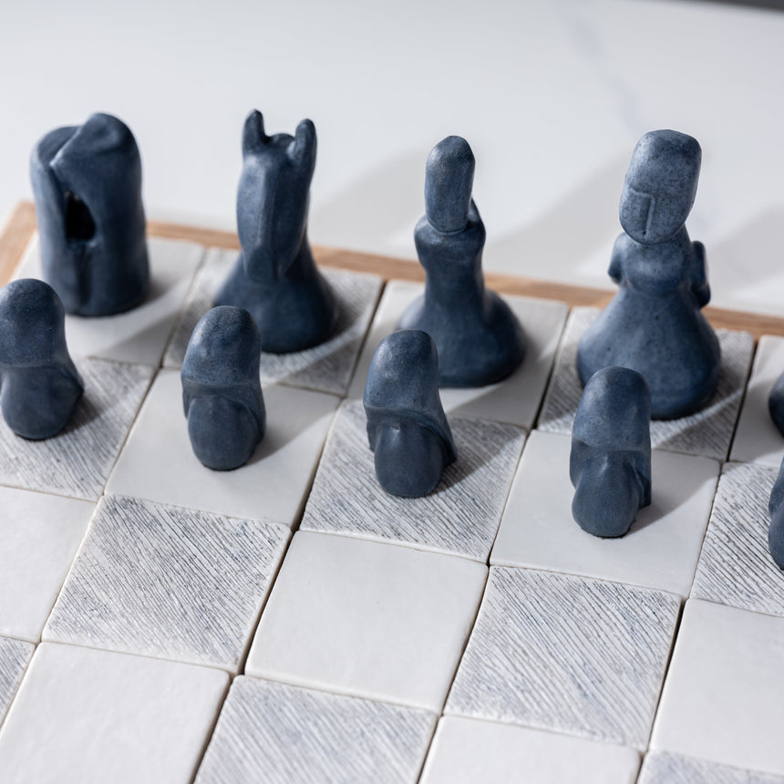 Jenny Poston - Modernist Porcelain Chess Set & Board Chess Set Day in the Life Gallery and Design Studio