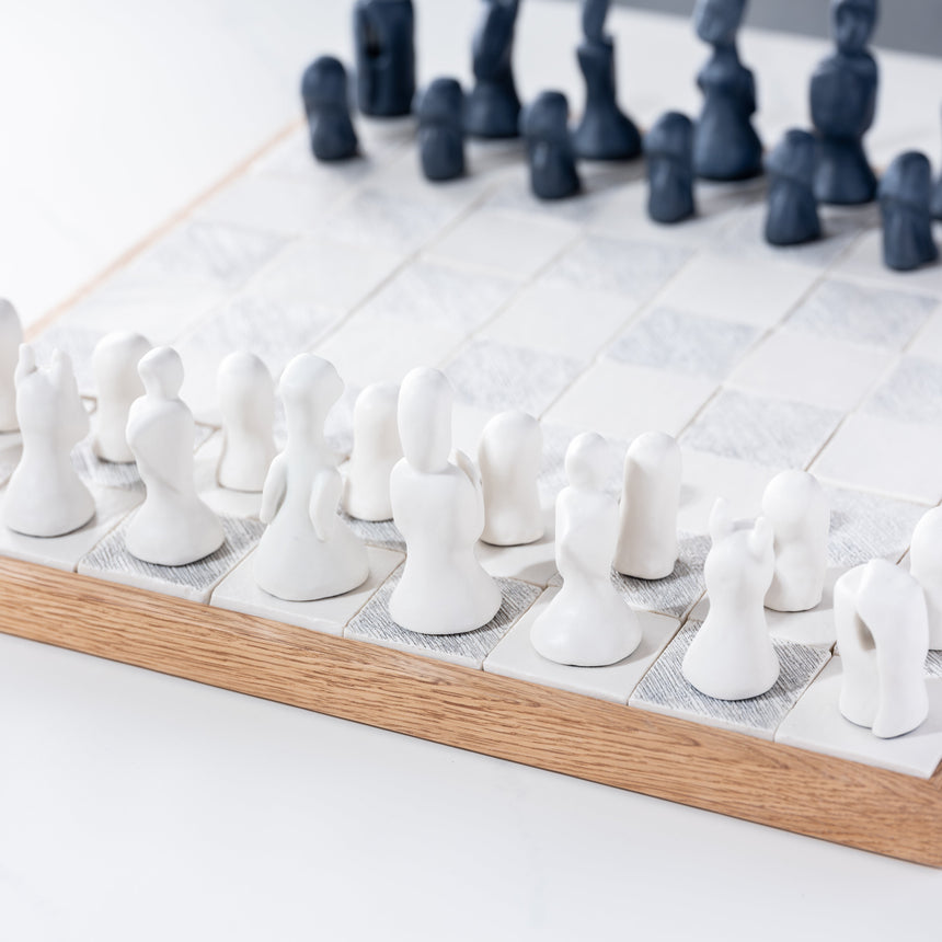 Jenny Poston - Modernist Porcelain Chess Set & Board Chess Set Day in the Life Gallery and Design Studio