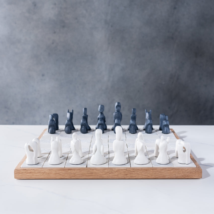 Jenny Poston - Modernist Porcelain Chess Set & Board Chess Set Day in the Life Gallery and Design Studio 