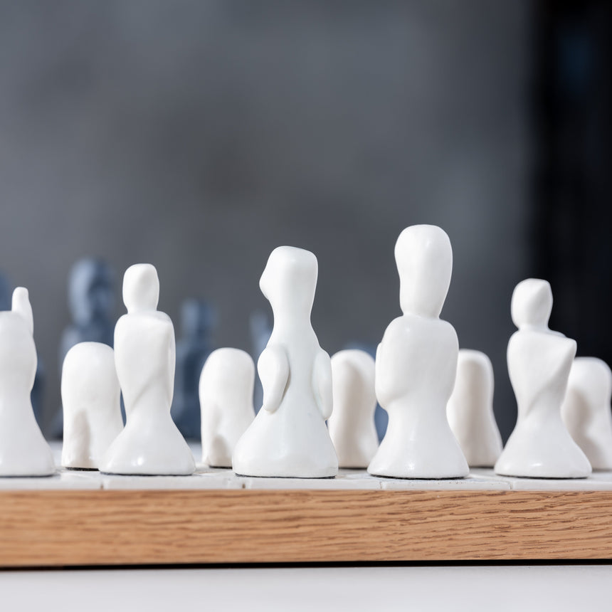 Jenny Poston - Modernist Porcelain Chess Set & Board Chess Set Day in the Life Gallery and Design Studio