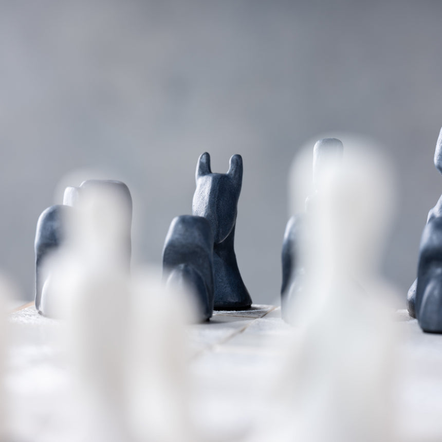 Jenny Poston - Modernist Porcelain Chess Set & Board Chess Set Day in the Life Gallery and Design Studio