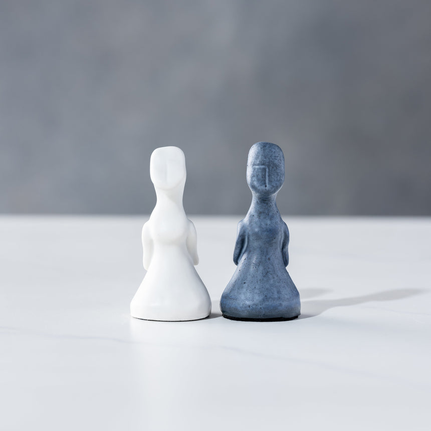 Jenny Poston - Modernist Porcelain Chess Set & Board Chess Set Day in the Life Gallery and Design Studio