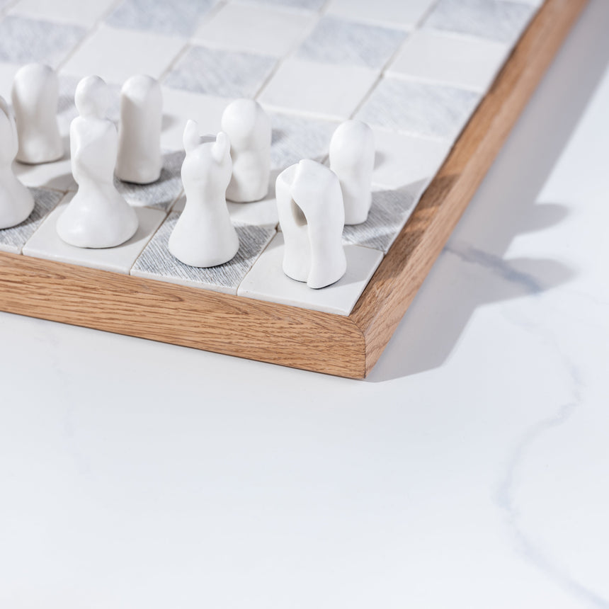 Jenny Poston - Modernist Porcelain Chess Set & Board Chess Set Day in the Life Gallery and Design Studio