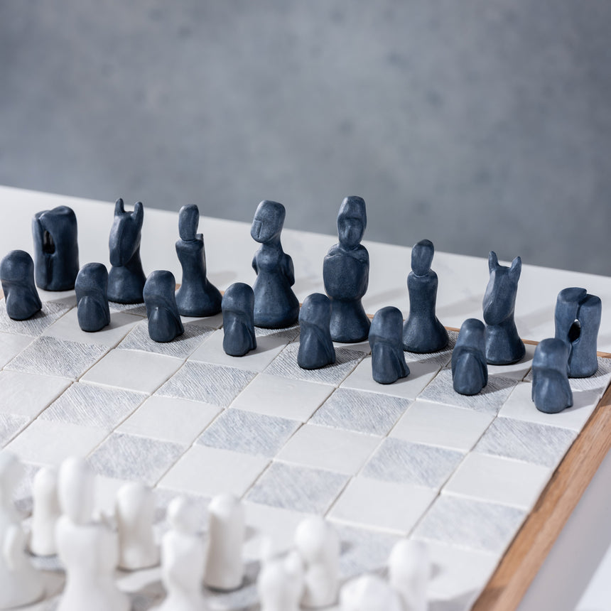 Jenny Poston - Modernist Porcelain Chess Set & Board Chess Set Day in the Life Gallery and Design Studio