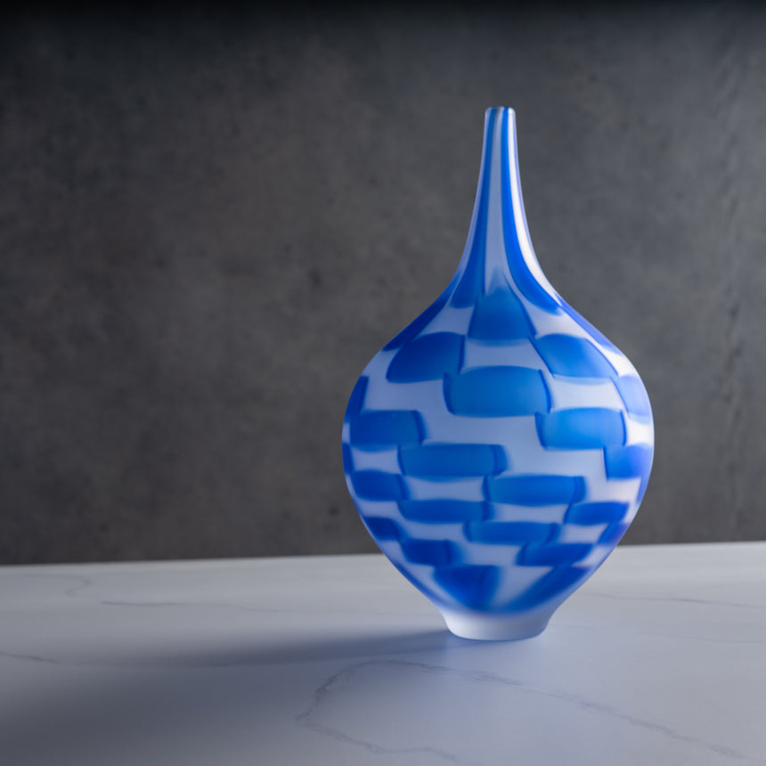 John Geci - Cobalt Checkered Vase Glass Bowl Day in the Life Gallery
