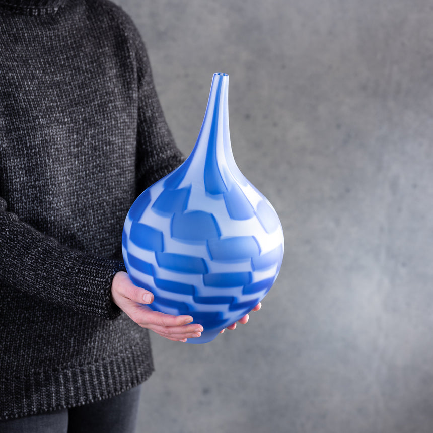 John Geci - Cobalt Checkered Vase Glass Bowl Day in the Life Gallery
