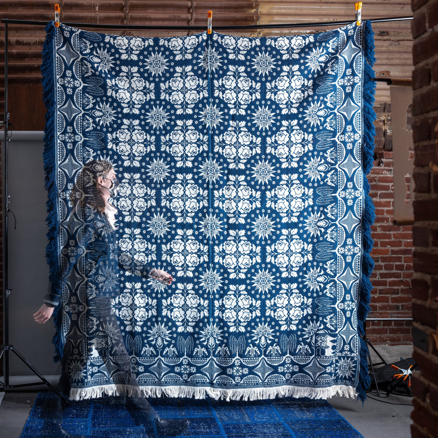 Justin Squizzero - Handwoven Indigo Coverlet Blanket Day in the Life Gallery
