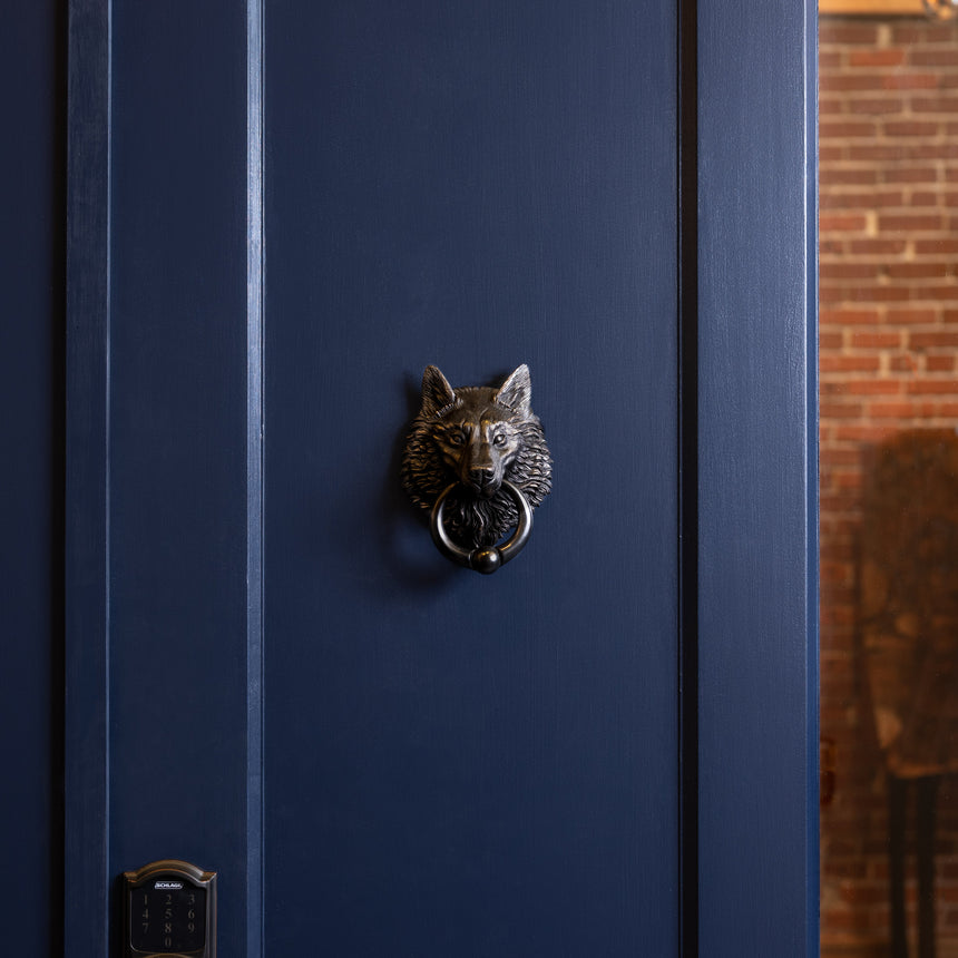 Karl Sanders - Bronze Wolf Door Knocker (small) Door Knocker Day in the Life Gallery