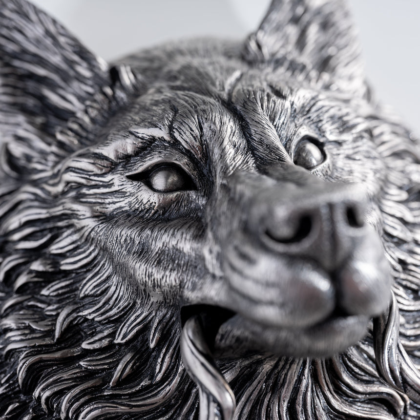 Karl Sanders - Nickel-Plated Bronze Wolf Door Knocker (Large) Door Knocker Day in the Life Gallery
