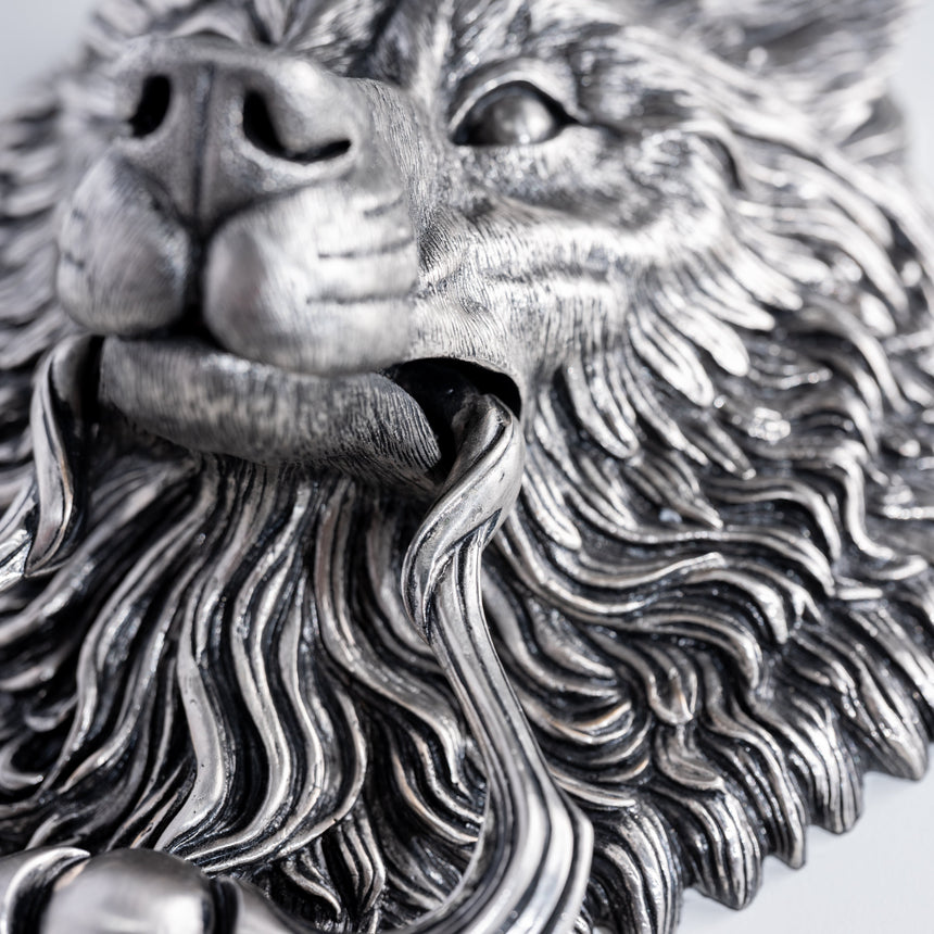 Karl Sanders - Nickel-Plated Bronze Wolf Door Knocker (Large) Door Knocker Day in the Life Gallery