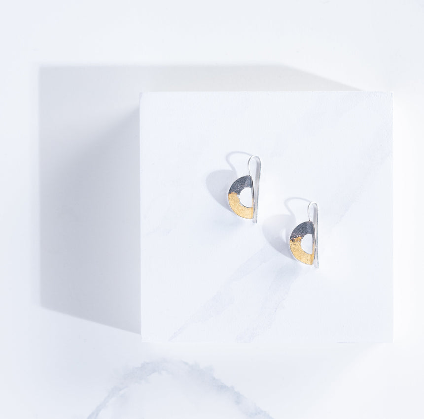 Marie-Hélène Rake - Oxidized Silver and Gold Circle Earrings Earring Day in the Life Gallery