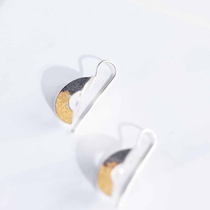 Marie-Hélène Rake - Oxidized Silver and Gold Circle Earrings Earring Day in the Life Gallery
