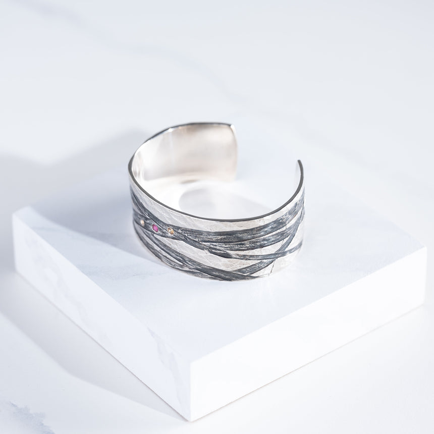 Marie-Hélène Rake - Ruby and Sapphires Cuff Silver Cuff Day in the Life Gallery