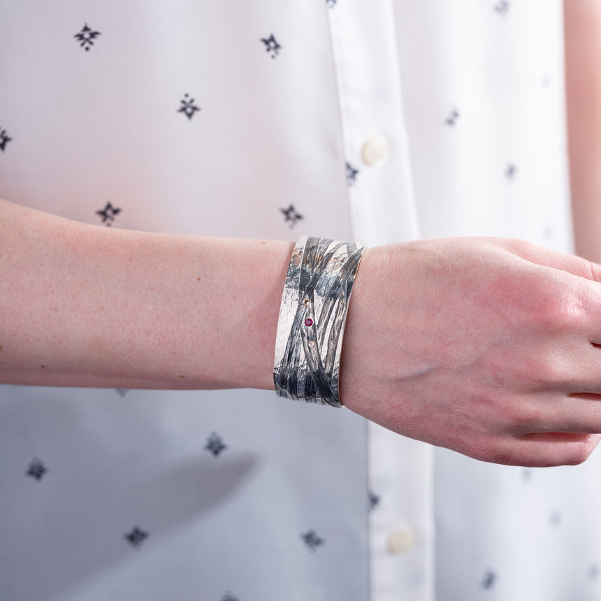 Marie-Hélène Rake - Ruby and Sapphires Cuff Silver Cuff Day in the Life Gallery