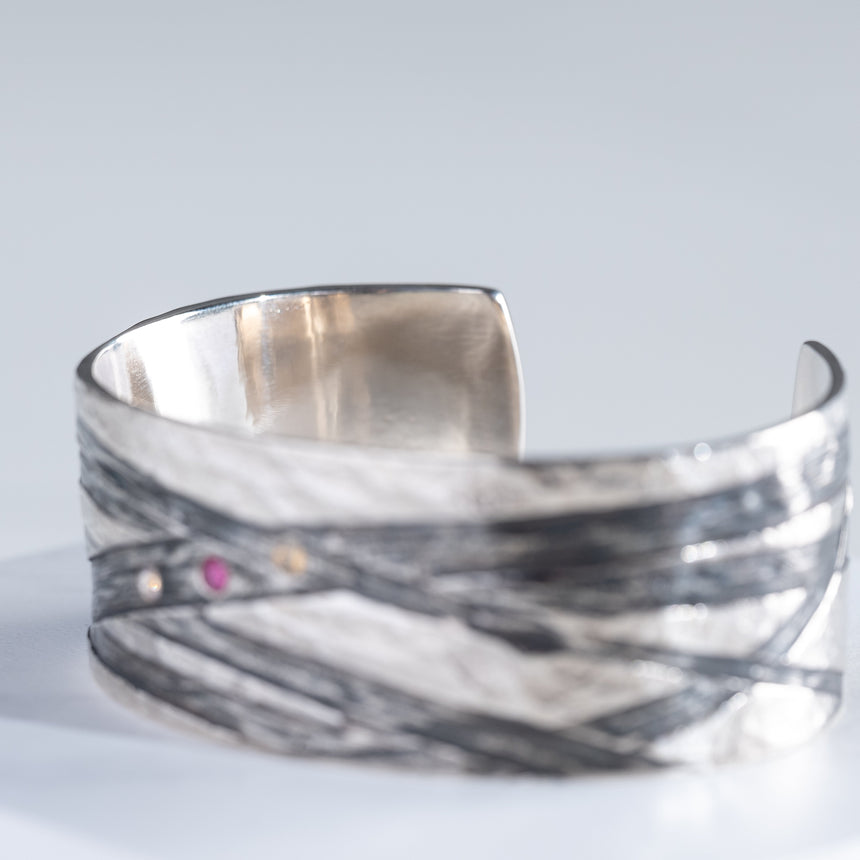 Marie-Hélène Rake - Ruby and Sapphires Cuff Silver Cuff Day in the Life Gallery