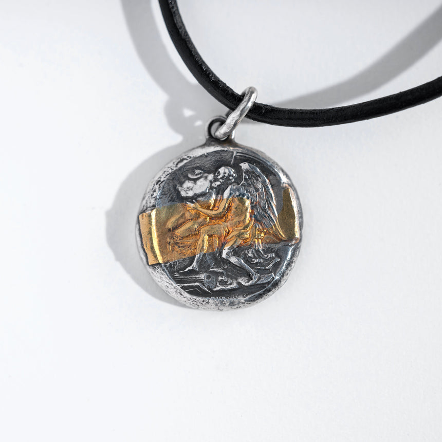 Olithica - Silver and Gold Chronus Pendant Silver Pendant Necklace Day in the Life Gallery 